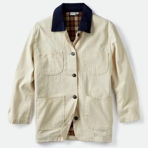 Rhythm Women’s Pearls Oversized Button Up Jacket Navy Collar Brown Plaid Size S